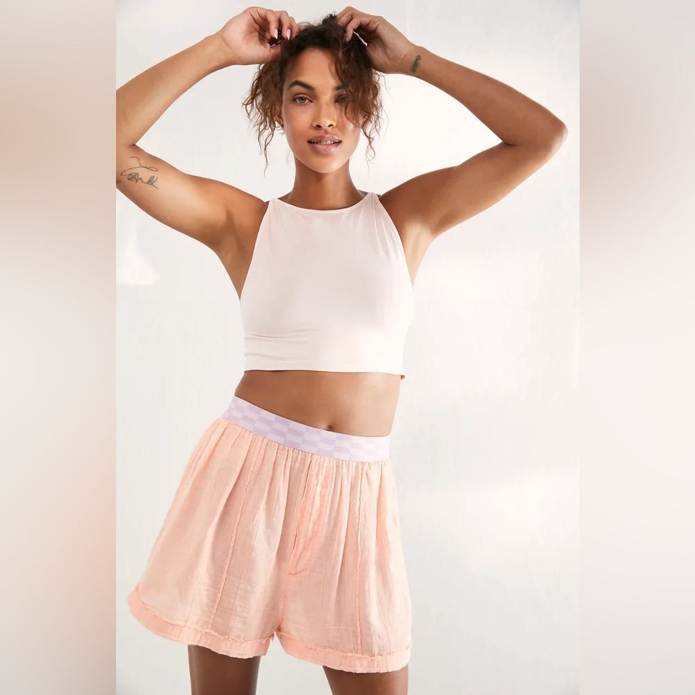 NWOT Free People Intimately Boat Neck Brami Top crop Baby Crushed  Pink M/L